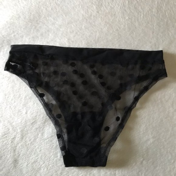 🍁NWT Black Polka Dot Mesh Bootay Bag Panties - Picture 3 of 3